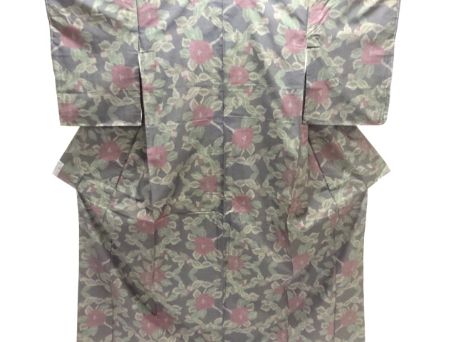 JAPANESE KIMONO / DORO OSHIMA TSUMUGI (5 maruki) / WOVEN FLOWER